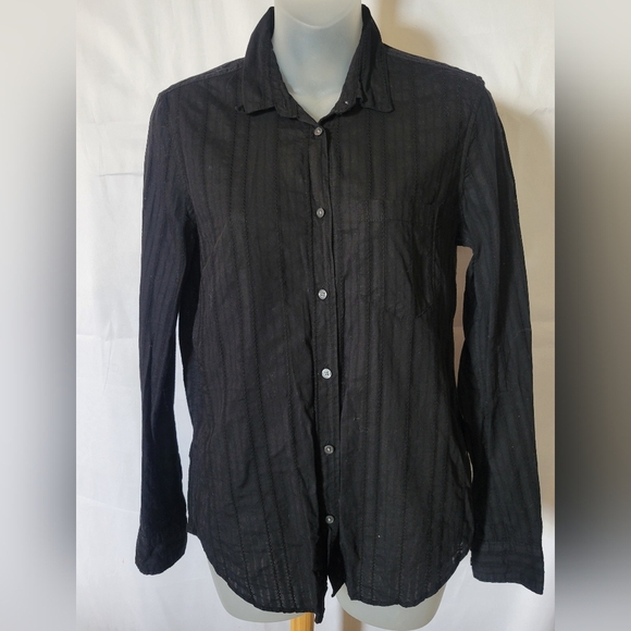GAP Black Shirt Long Sleeve Button Down Collar Womens Small - Picture 2 of 9